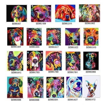 

colorful Dog animals Diy painting by numbers oil kits for adults 40x50cm frame pictures by numbers art supplies unique gift