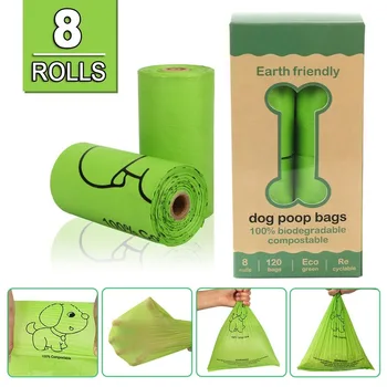 

Dog Poop Bags Bio degradeable Environmental Protection Pet Trash Bags 23cmx33cm Green Garbage Bag Pet Product 8 Rolls