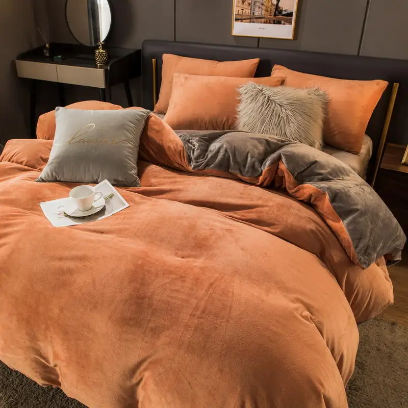 Bonenjoy 1pc Winter Warm Duvet Cover Fleece Quilt Cover For Bed Plain