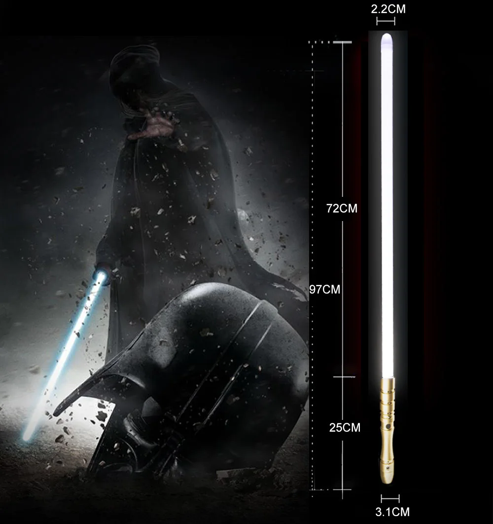 Светильник saber со звуковым сигналом, светильник Jedi Sith Luke, подвесной светильник Saber Force, изменяющий цвет, с металлической ручкой - Цвет: Golden HD white