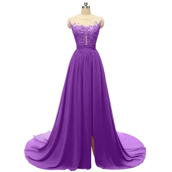 

BGW 31029ht Round Neck Chiffon A Line Evening Dresses Split Joint 2020 Sleeveless Vestidos De Noche Elegantes Sleeveless