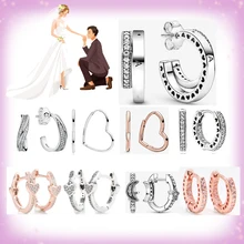 

2022 New Fashion 925 Sterling Silver Asymmetrical Heart Hoop Earrings for Women Jewelry Gift For Girlfriend Wife