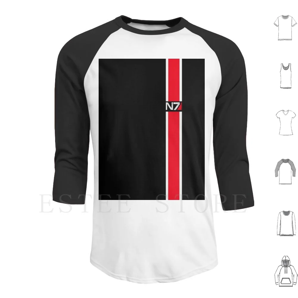 Mass Effect-Felpe Con Cappuccio N7 Effetto Massa Effetto Massa N7 Simbolo Rosso Commander Black White Logo Game Battle Cats Battle