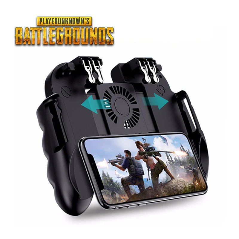 

H9 PUBG Game Controller Gamepad Joystick Six Finger Cooling Fan Trigger Shooting Fire Gamepad for IOS Android PUBG helper