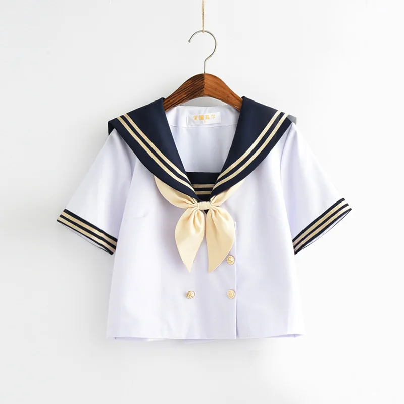 

New Sailor Collar Shirt Fashion Girls School Uniform Shirt Tops Student Uniforms Sailor Top Japanese Anime JK Uniform