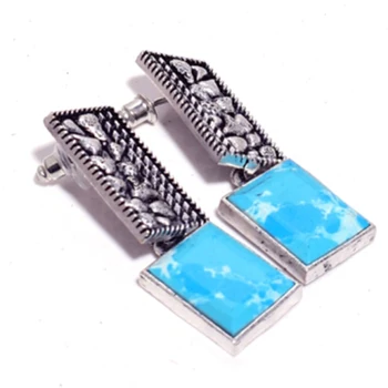 

Genuine Turquoise Silver Overlay on Copper Earrings , Hand made Women Jewelry Gift