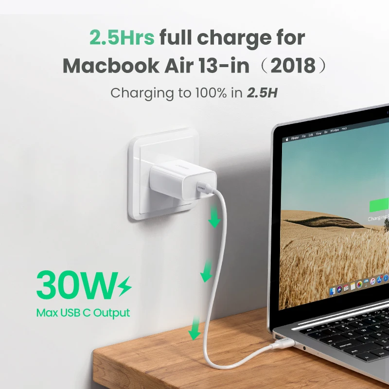 Ugreen PD Ladegerät 30W Quick Charge 30 QC USB Typ C Schnelle Ladegerät für iPhone 11 X Xs 8 macboo