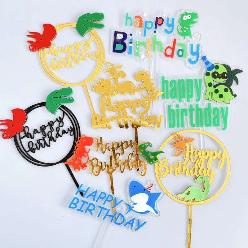 Dinosauro Tema Acrilico Torta Di Compleanno Toppers Stampa A Colori Tyrannosaurus Cottura Cake Toppers Per Bambini Festa Di Compleanno Cake Decor