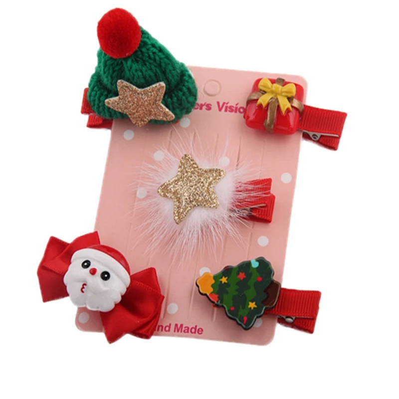 Детские милые рождественские заколки-пряжки для волос, ободок для волос для девочек, милый бант, мультяшная комбинация, BobbyPin, Аксессуары для младенцев - Цвет: D