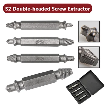 

4Pcs Damaged Screw Extractor Set Easily Remove Stripped or Damaged Screws Double Ended Stripped Removers Hand Tool Sets