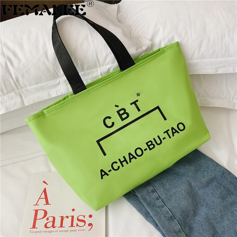 

Letter Solid Large Capacity Canvas Leisure Handbag Travel Shopping Korean Simple Tote Bag Mujer Big Sac A Main Bolsa Feminina