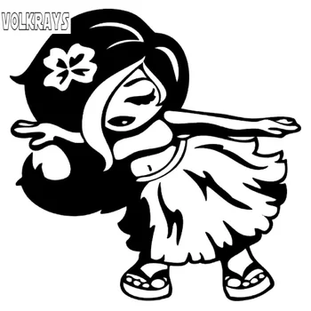 

Volkrays Fashion Car Sticker Hula Girl Dancing Hawaii Accessories Reflective Waterproof Vinyl Decal Black/White,13cm*13cm
