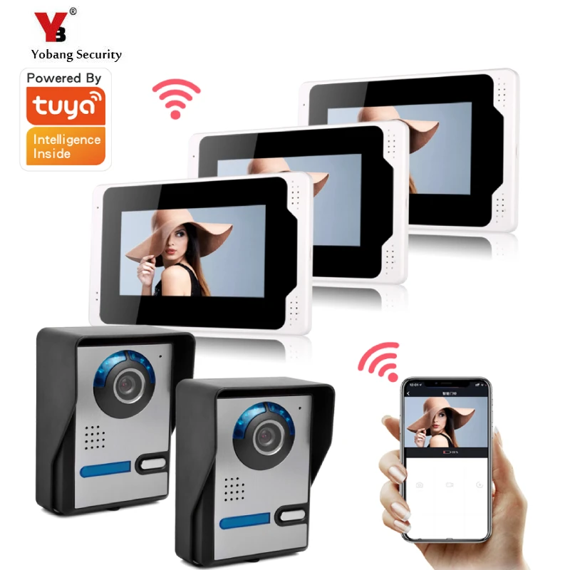 Wifi Video Telefono Del Portello Con 7 Pollici Monitor Video 1080P Campanello Intercom Kit Wired/Wireless Ir Di Visione Notturna Citofono