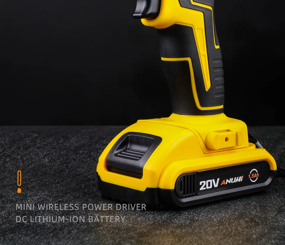 handheld mini chainsaw ANUMI 12V 20V Yellow Cordless Drill Electric Screwdriver Mini Wireless Power Driver DC Lithium-Ion Battery 3/8-Inch best power washer