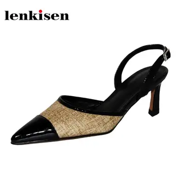 

Lenkisen 2020 spring mixed colors cow leather pointed toe high heels limited customization high quality office lady pumps L01