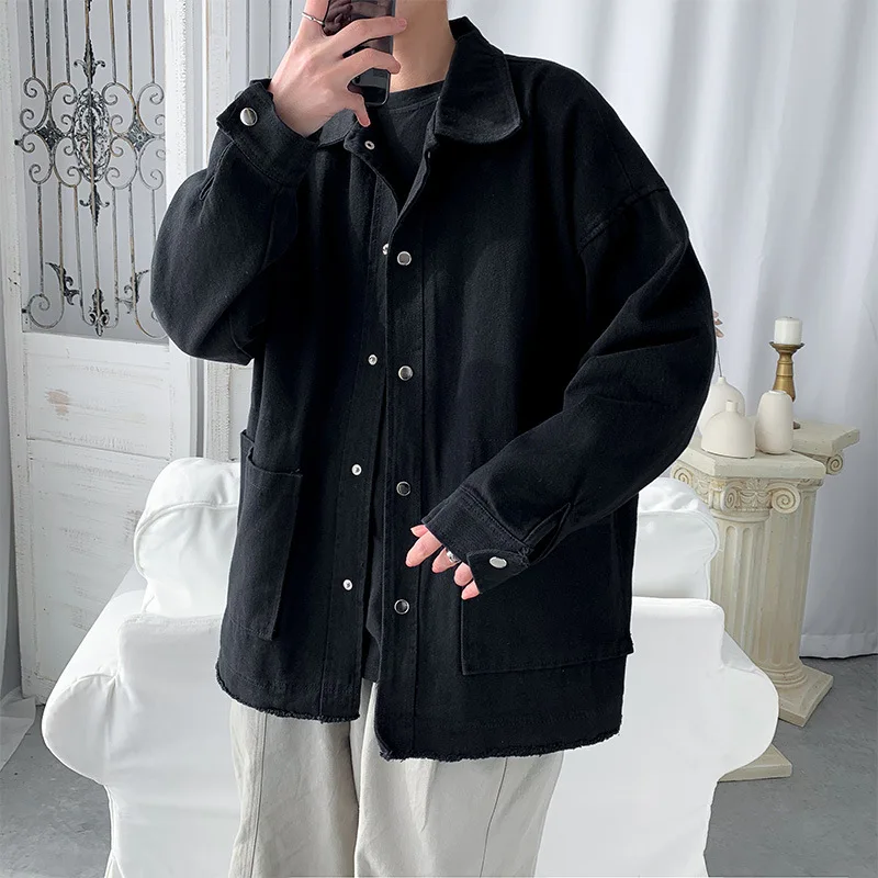 

Spring Tide Brand Ins Loose Solid Color Functional Tooling Jacket Male Trend Korean Student Retro Bf Jacket Top Jacket Men
