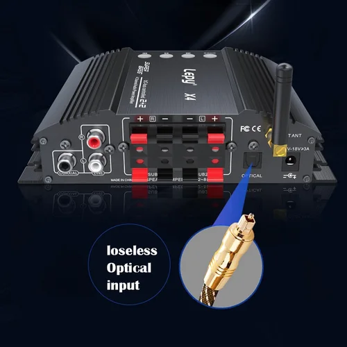 HIFI 5.0 블루투스 파워 앰프, 광섬유, 동축 입력, 2.1 오디오 앰프, 듀얼 서브 우퍼 출력, 4 채널 4