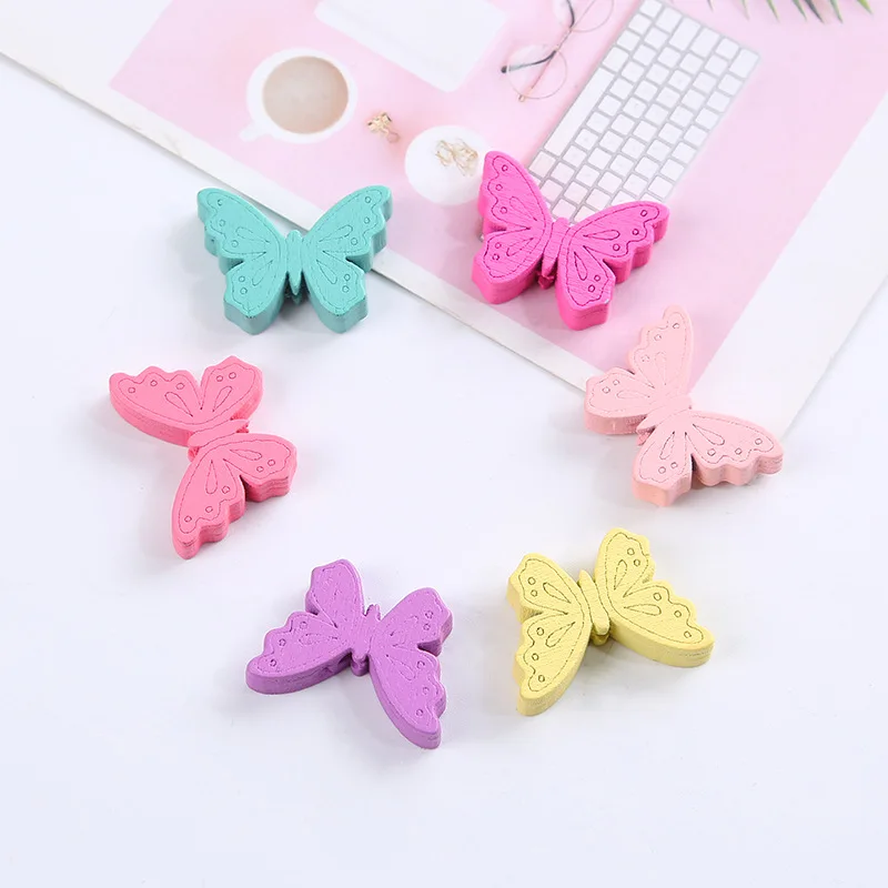 50Pcs Color Butterfly shape Wood Spacer Beads Wooden Beads Children DIY Handmade Beaded Material Loose Bead Baby Toy Accessories 50pcs color butterfly shape wood spacer beads wooden beads children diy handmade beaded material loose bead baby toy accessories