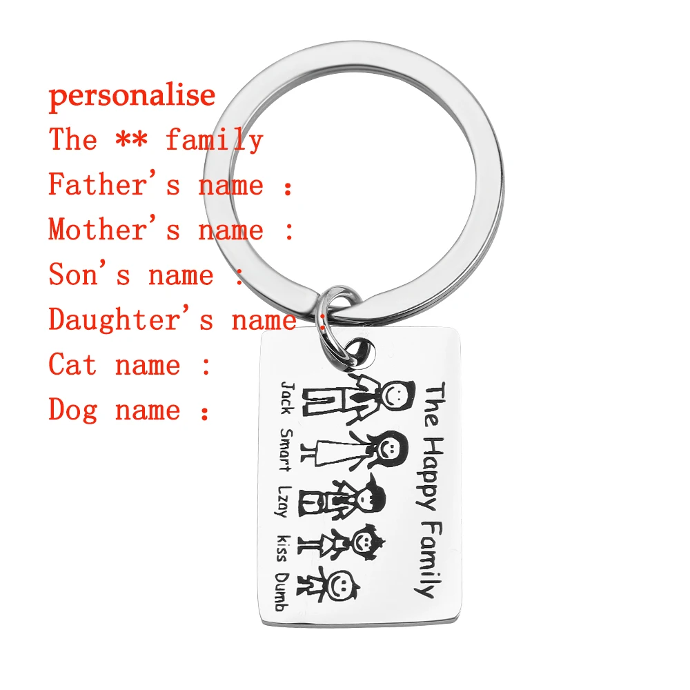 Модный семейный брелок с гравировкой для счастливой семьи, индивидуальное семейное имя для родителей, подарок для членов семьи, брелок для ключей - Цвет: DZ0224
