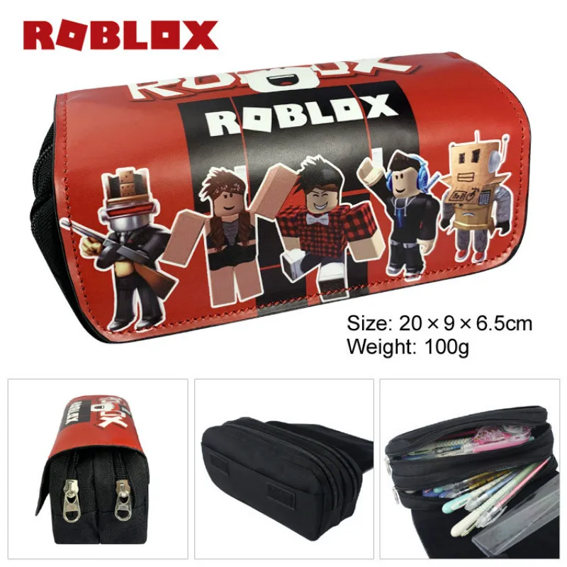 

ROBLOX Pencil Case Canvas Double Layer Large Capacity Zipper Pencil Case Stationery Box Student Supplies Wallet Game Gift