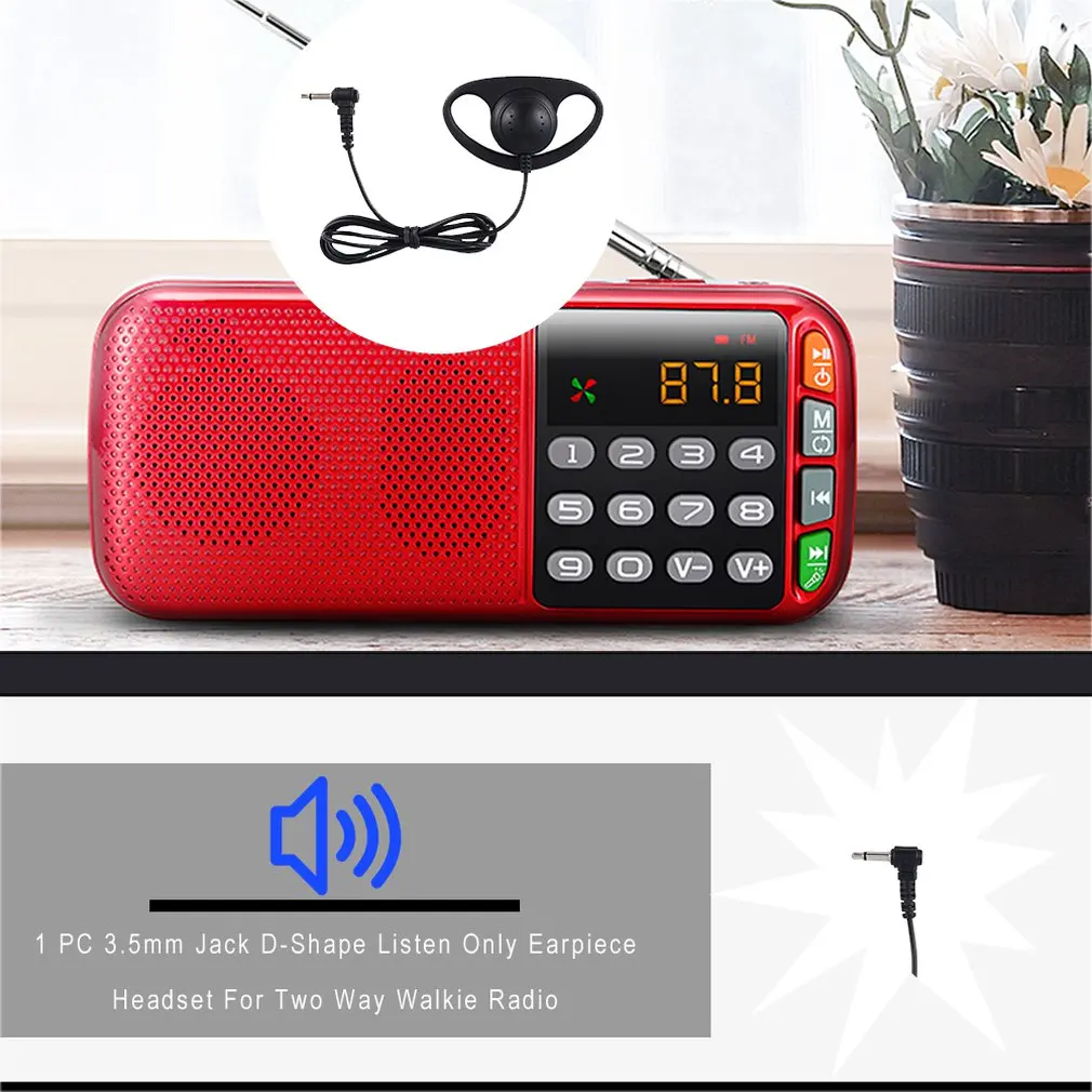 1 предмет 3 5 мм Jack D Форма слушать только Динамик гарнитуры для раций Walkie радио