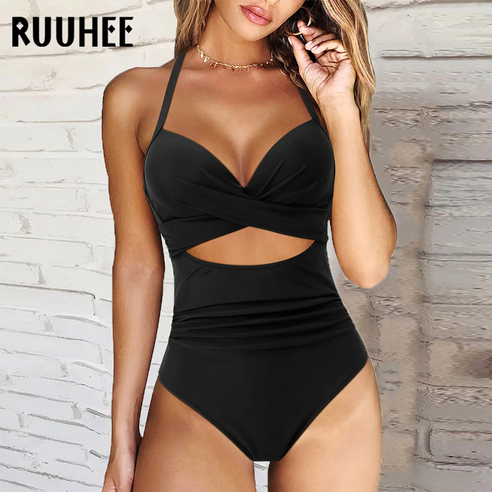 bañador Sexy una para mujer, Monokini de realce, trajes de baño sólidos de cintura alta, ropa de playa, Bikini mujer 2023|Bodis| - AliExpress