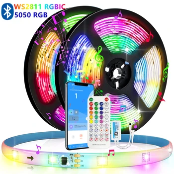 LED Strip RGBIC Dreamcolor  5050 RGB WS2811 Waterproof Fita Luces 15M 20M 30M Bluetooth Remote ControlDigital Programmable Rainb 1