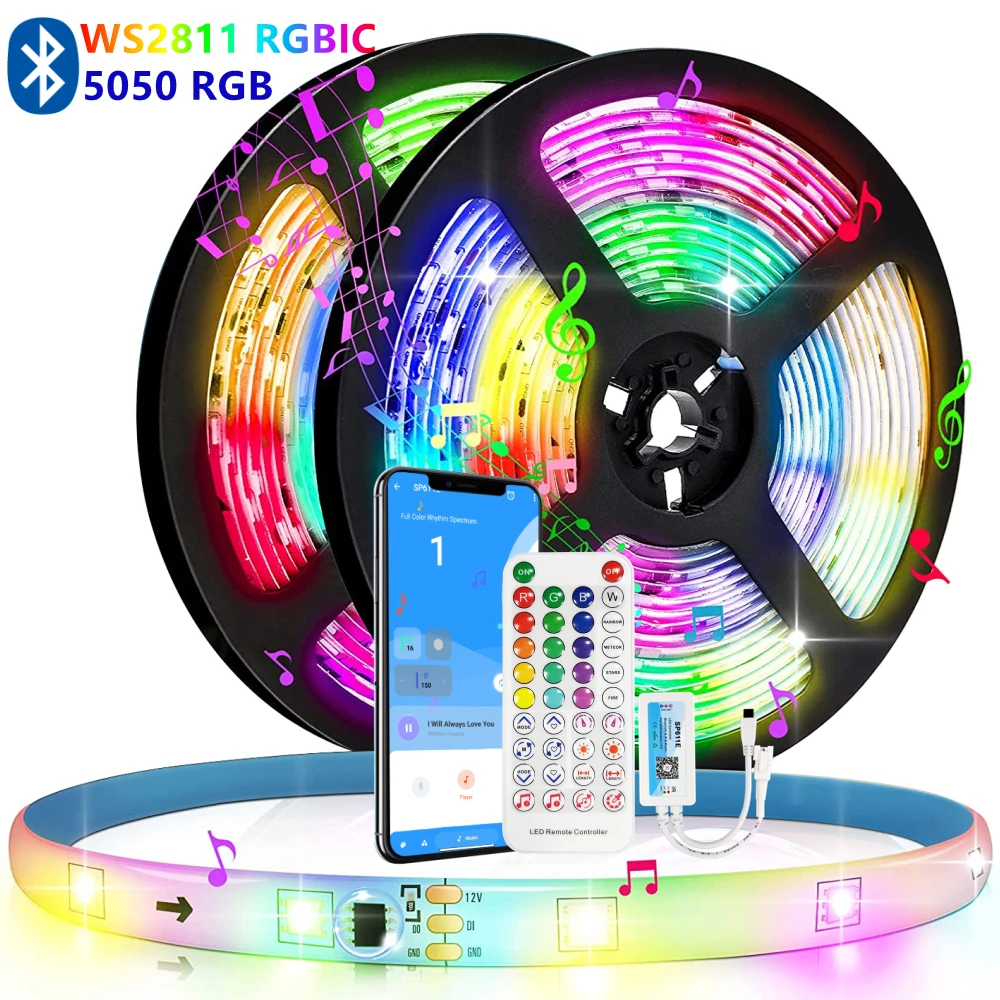 Светодиодная лента RGBIC Dreamcolor 5050 RGB WS2811 водонепроницаемая 15 м 20 30 пульт