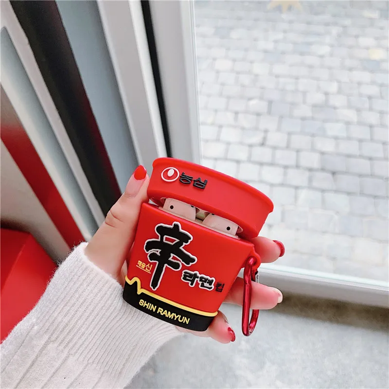 HOT Cup Noodles Instant Headphone Case For Apple Airpods 1/2 Stereoscopic Silicone Protection Earphone Cover Accessories | Электроника