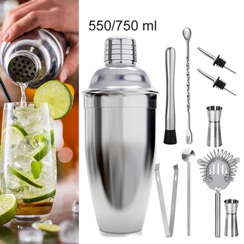 

550ml/750ml Cocktail Shaker Stainless Steel Wine Martini Boston Shaker Mixer For Bar Party Bartender Tools Bar Accessories
