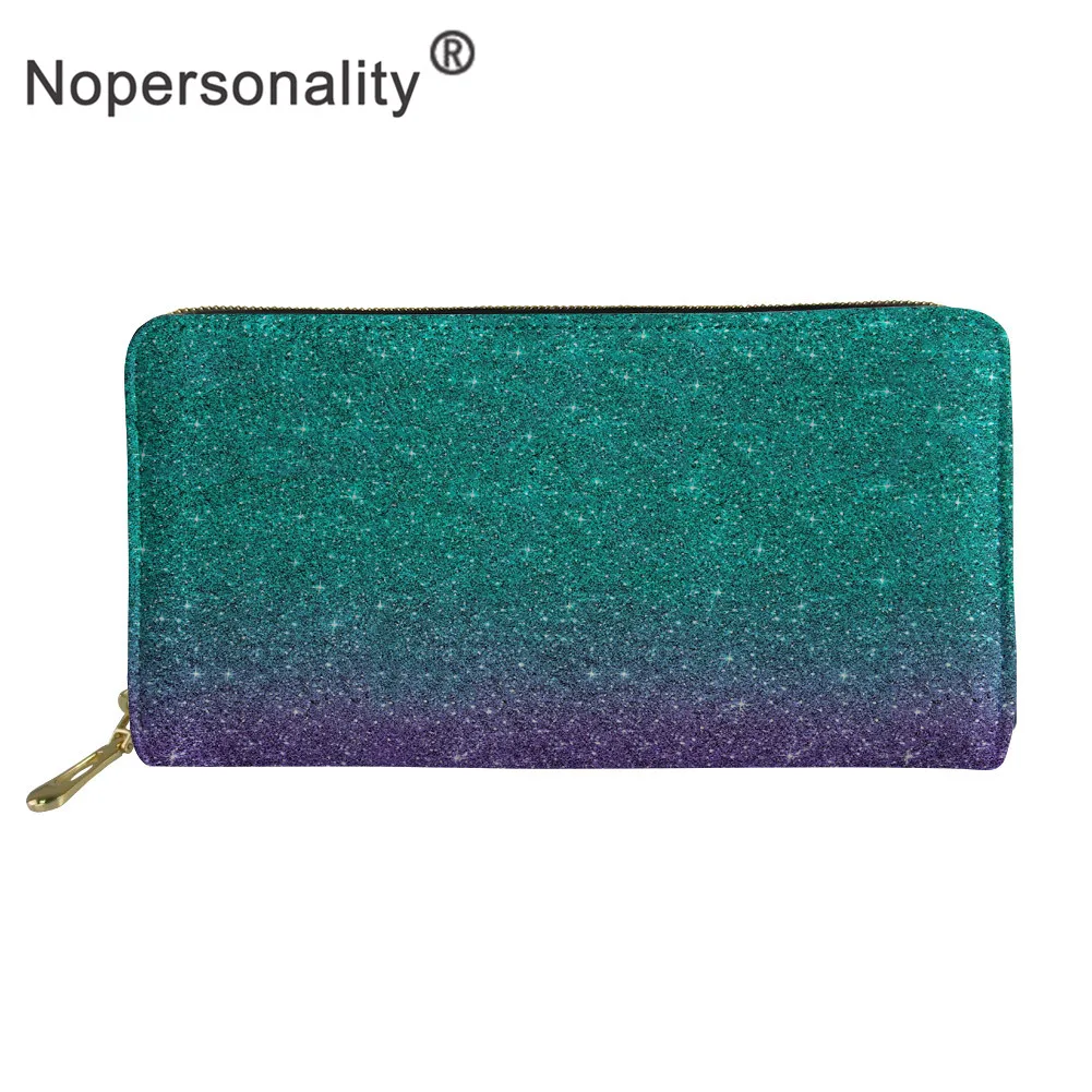 Nopersonality блестящий длинный кошелек с принтом русалки, Большой Вместительный клатч, сумка для телефона для женщин, кожзам, Дамский держатель для карт, кошельки - Цвет: L4854Z21