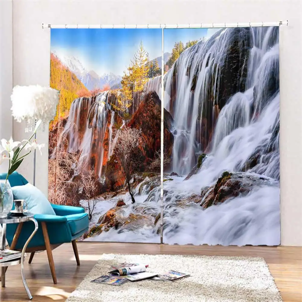 Индивидуальные rideaux pour le salon лес Водопад Кухня затемненные оконные шторы 3D