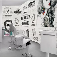 Papel de pared 3D europeo pintado a mano barbería salón de pelo muro de ladrillo decoración Industrial Mural papel tapiz 3D murales