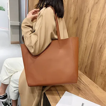 

Big Shopper Bags for Women 2020 New Arrival High Quality Pu Leather Shoulder Female Bag Elegant 2 Pieces Set Composite Tote Bag