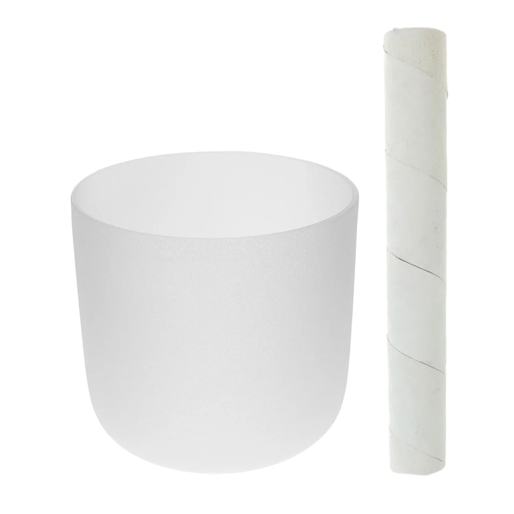 Root Chakra Quartz Crystal Singing Bowl C Note Excellent Design Beautiful Style 8 Inch White with Suede Mallet