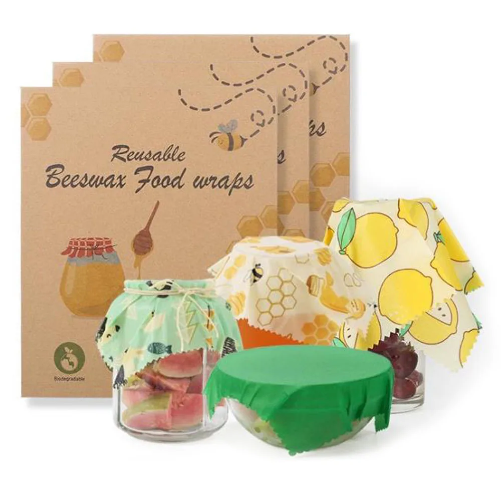 

Reusable Beeswax Cloth Wrap Food Fresh Bag Lid Cover Stretch Lid Jungle Party Bees Wax Wrap