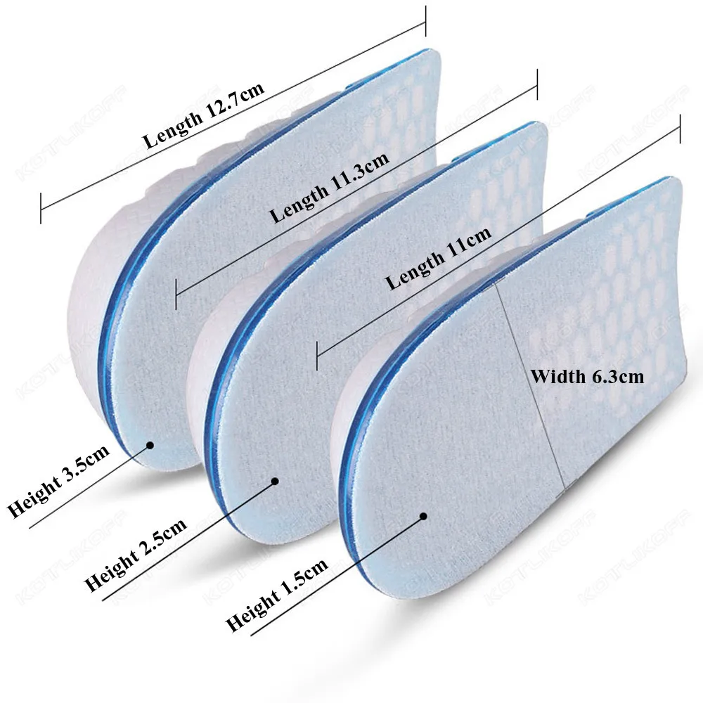 Invisible Height Increase Insole 1.5/2.5/3.5cm Men Women Silicone Gel Heel Pads Height Cushion Damping Relieve Heel Pain