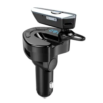 

Car FM Transmitter Bluetooth Player With Bluetooth Headset TF Card USB Type-C Charger Car Smartphones