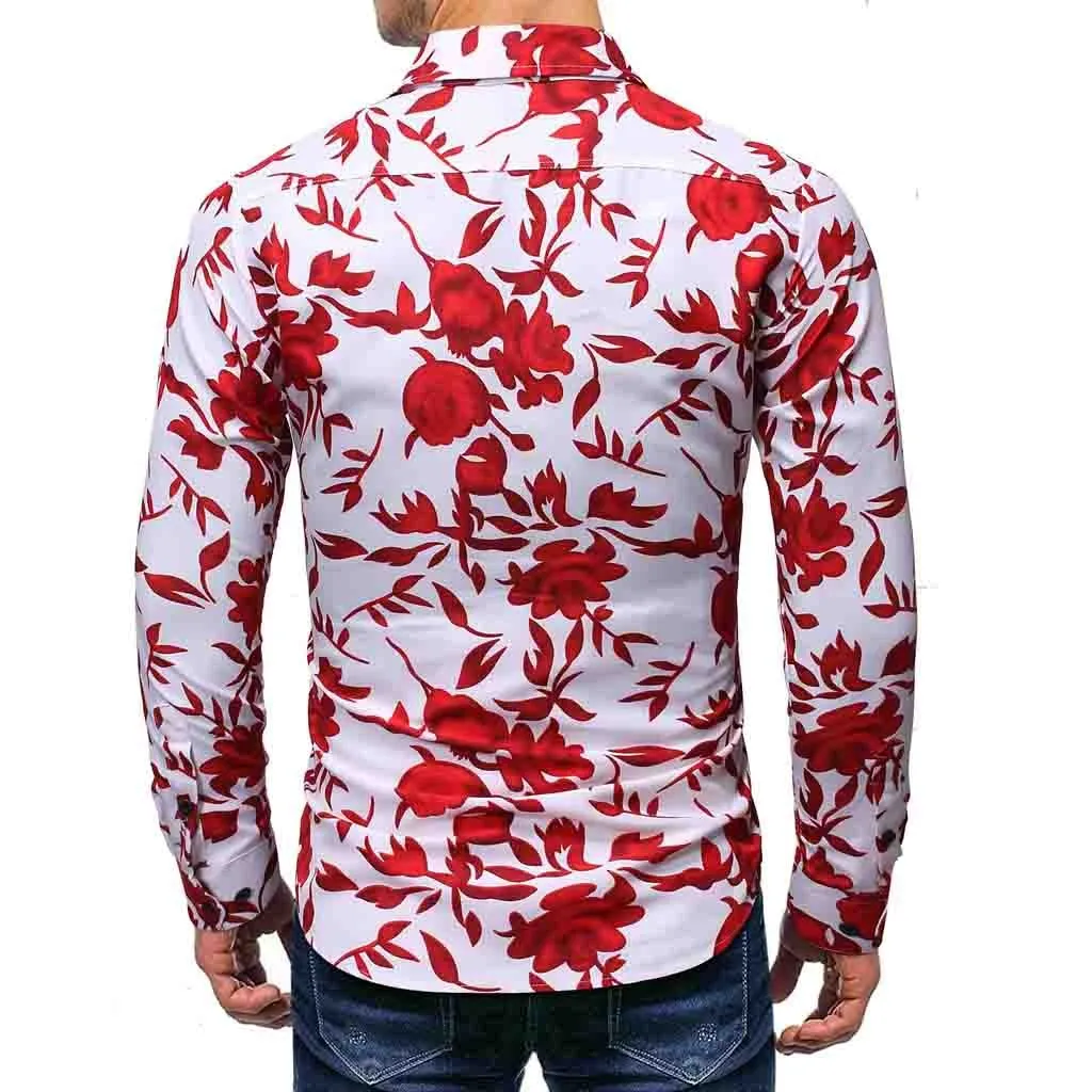 Мужская Повседневная 3D печать красочная тонкая рубашка с длинными рукавами рубашка блузка Топы Повседневная Качественная мужская блузка Топ Camiseta hombre