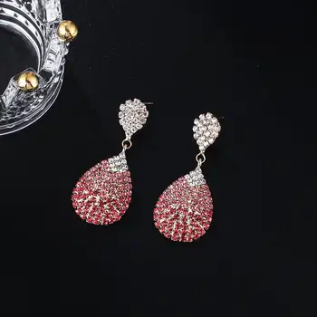 

YFJEWE Classic pink/blue Rhinestone Dangle Earrings Luxury Crystal Drop Earrings Jewelry for Women Brinco Wholesale E660
