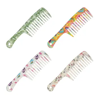 

Big Width Teeth Hair Comb Leaf Flower Printed Comb Detangle Straight Hairbrush NEW