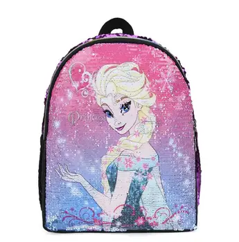 

Elsa And Anna Princess Cartoon School Bag Discoloration Sequins Backpack Children's plecak School Backpack For Girls
