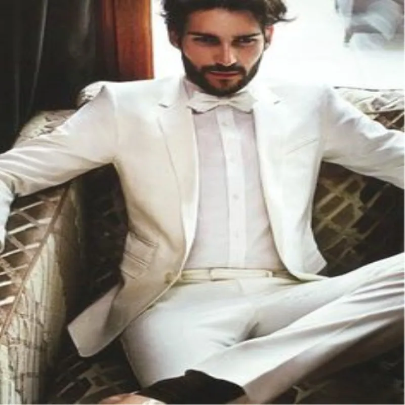 

Latest Coat Pants Designs White Wedding Suit for Men Formal Slim Fit Suits Wedding Custom Tuxedo 2 Pieces 50