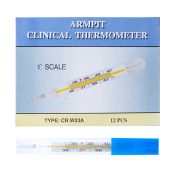 

12PCS Medical Mercury Thermometer Body Fever Thermometer Glass Thermometers Large Screen Mercury Glass Thermometer for Baby Kids