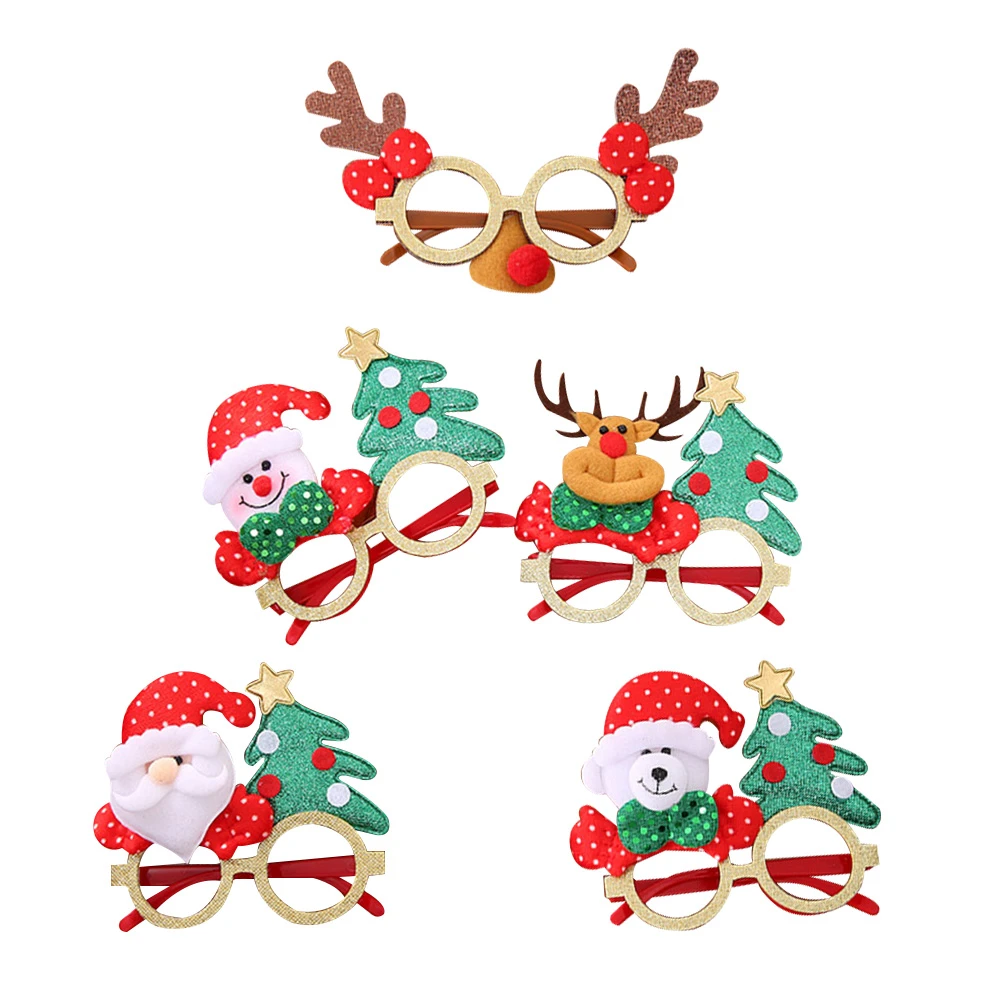 5pcs Decorative Christmas Glasses Cartoon Glasses Frame Party Sunglasses  Photo Props (Antler Santa Claus Snowman Deer and Bear|Trang Trí Tiệc Tự  Làm| - AliExpress
