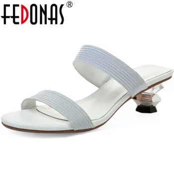 

FEDONAS Fashion Brand Women's Shoes 42 Size Peep Toe Strange Heels Female Slippers Sweet Sandals Casual Party Shoes Woman Heels