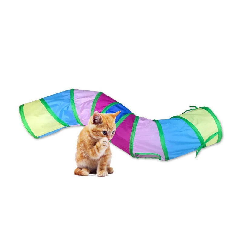 Кошка Туннель Красочный холст играть тюбики шарики складной Crinkle котенок игрушки Щенок хорьки кролик играть собака туннельные трубы