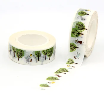 

New Arrival 1PC 15MM*10M Green Tree Cute Girls Washi Tape Wide Sticky Adhesive Tape Scrapbooking Album DIY Decorative Paper Tape