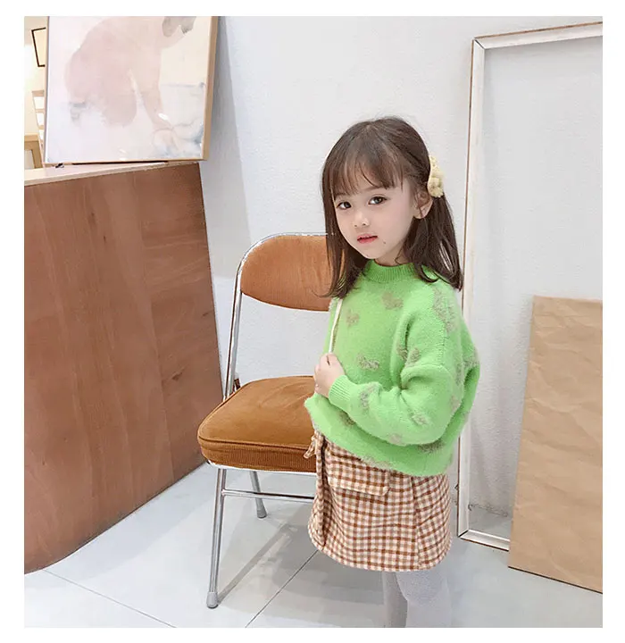 hot selling girls knitted sweater thicken winter fashion kids girls pullover sweater 2-7years