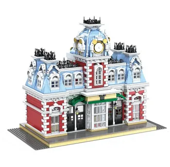 

City Architecture The Station of The Creamland Model Building Blocks DIY MOC Street View Education Bricks Toys For Children